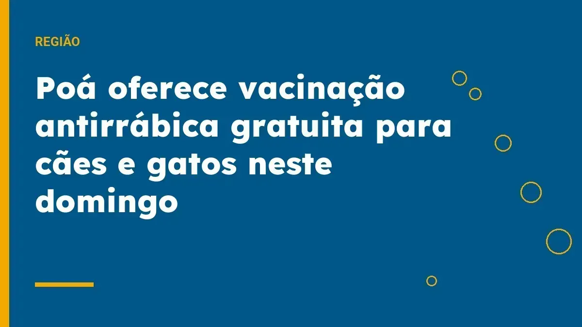 Poá oferece vacinação antirrábica gratuita para cães e gatos neste domingo